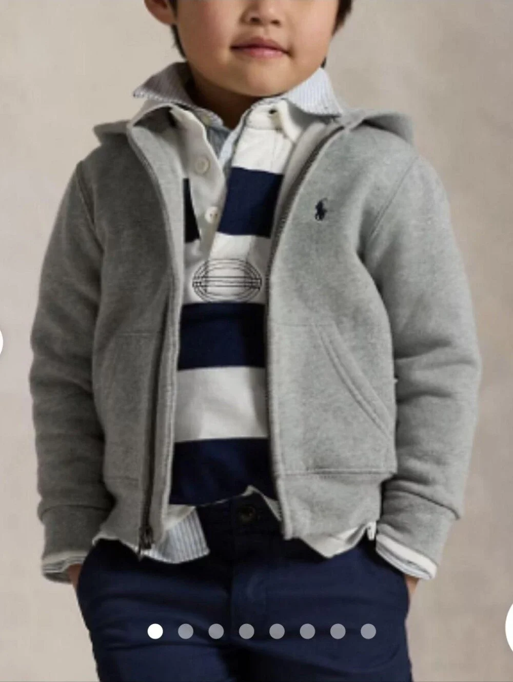 Ralph Lauren Kids Light Gray Hooded Zip Sweatshirt
